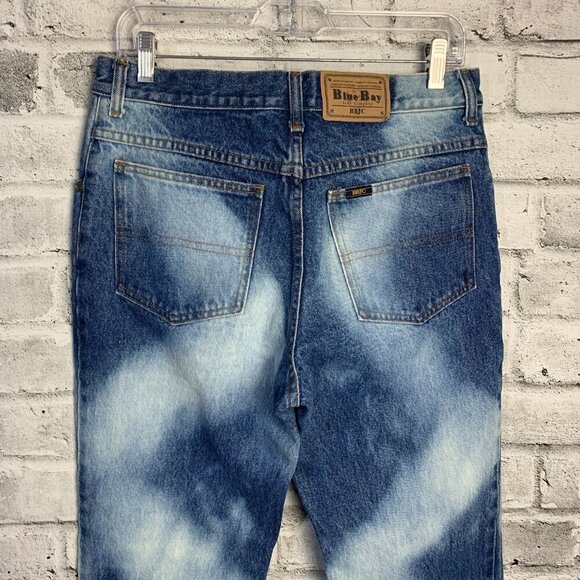 Vintage 90s Bleached Blue Denim High Rise Raw Hem Ankle Straight Leg Jeans - Picture 5 of 14